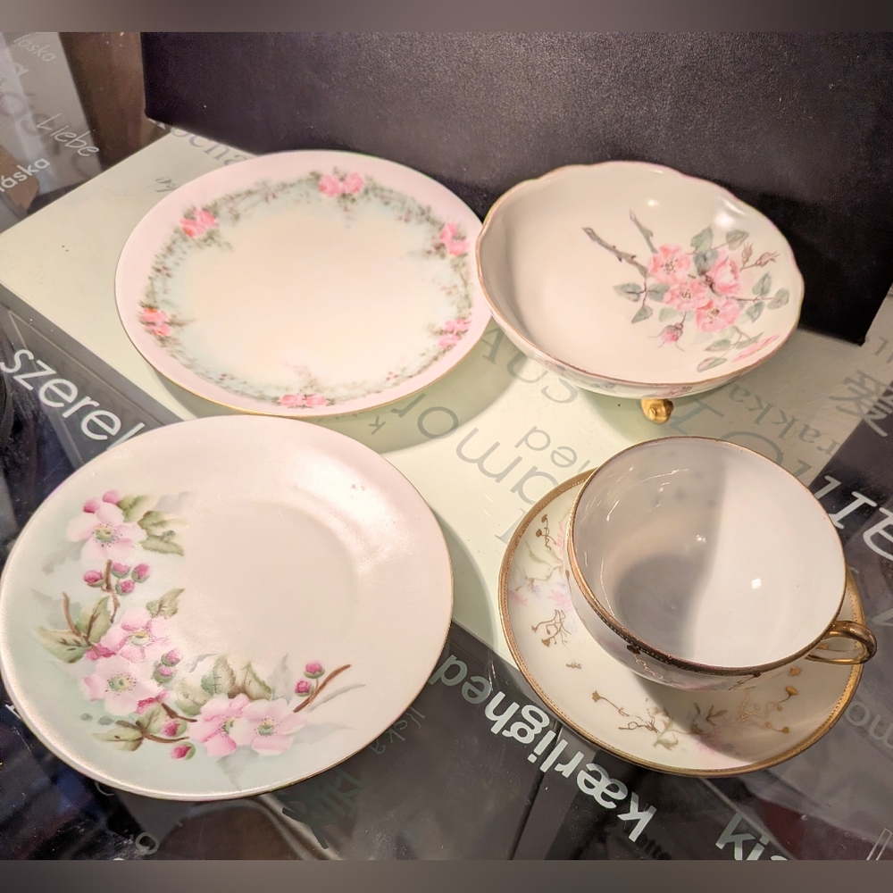 Vintage 1913 Plate Pre 1916 Plate Hand Painted Vintage Cup & Saucer, Candy Dish